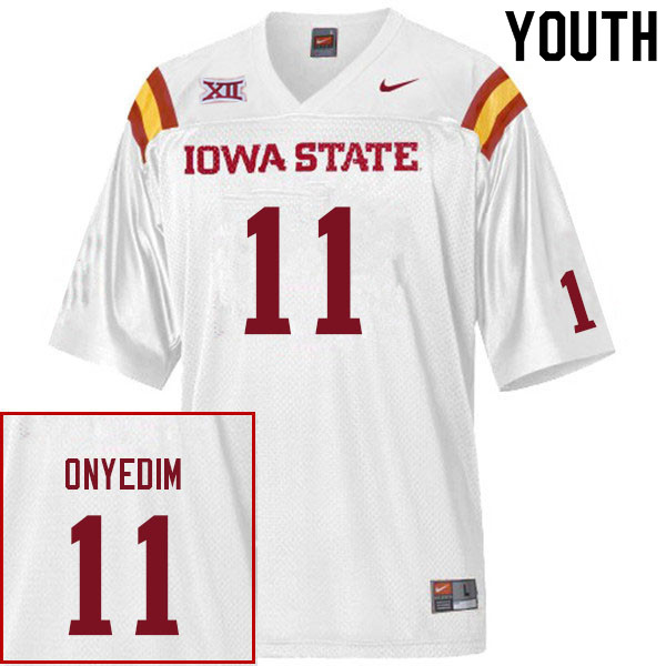 Iowa State Cyclones Youth #11 Tyler Onyedim Nike NCAA Authentic White College Stitched Football Jersey NO42D11ML